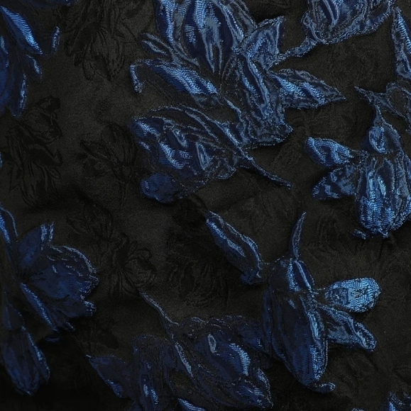 Lulu's Elegant Taste Black and Blue Floral Jacquard Mini Dress Size XS - Picture 5 of 5